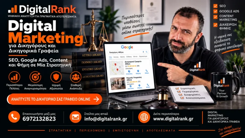 Digital Marketing για Δικηγόρους και Δικηγορικά Γραφεία - SEO, Google Ads, Content και Φήμη σε Μία Στρατηγική