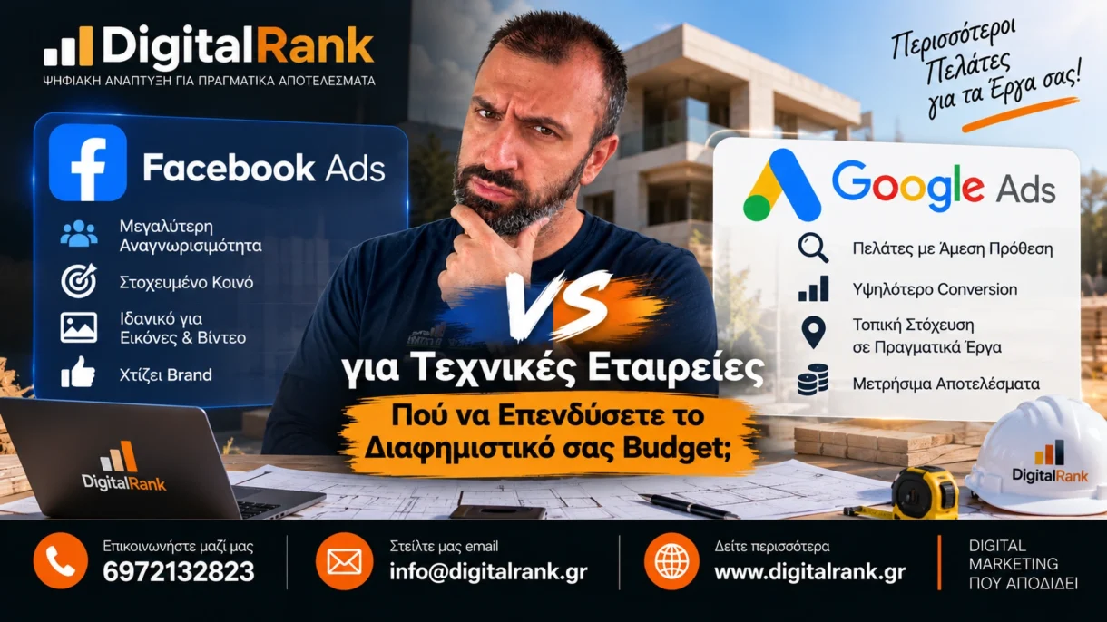 Facebook Ads vs Google Ads για Τεχνικές Εταιρείες - Πού να Επενδύσετε το Διαφημιστικό σας Budget