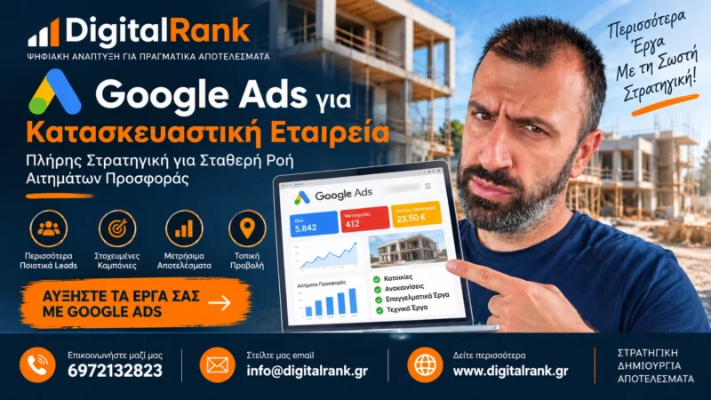 Google Ads για Κατασκευαστική Εταιρεία - Πλήρης Στρατηγική για Σταθερή Ροή Αιτημάτων Προσφοράς