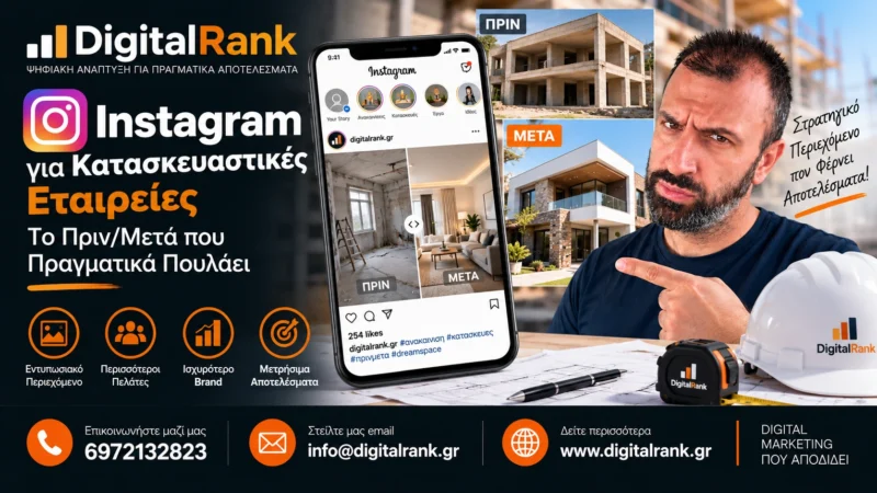 Instagram για Κατασκευαστικές Εταιρείες - Το Πριν/Μετά που Πραγματικά Πουλάει