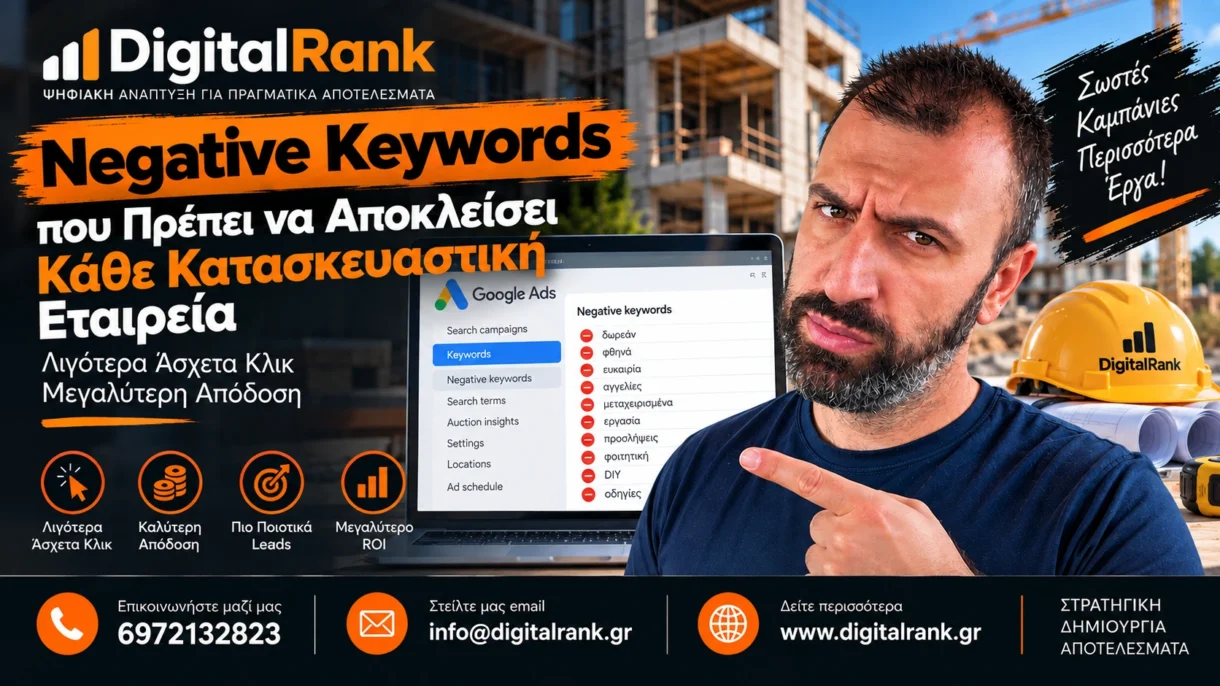 Negative Keywords που Πρέπει να Αποκλείσει Κάθε Κατασκευαστική Εταιρεία